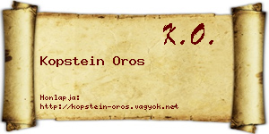 Kopstein Oros névjegykártya